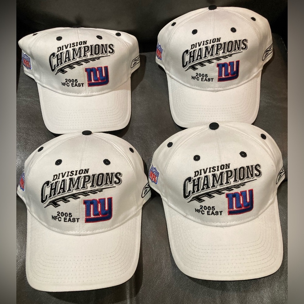 Lot of 4 Giants 2005 Division Champions White Reebok Velcro Hat’s New